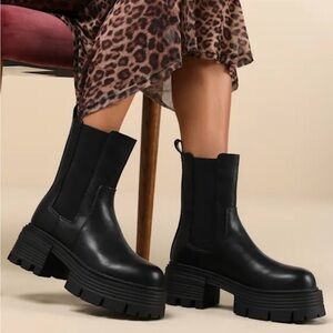 Lulu's Black Platform Ankle Boots